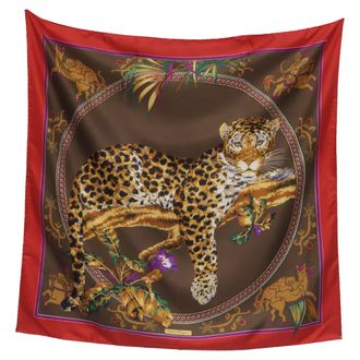 Ferragamo Leopard Print Scarf in Multicolor Silk