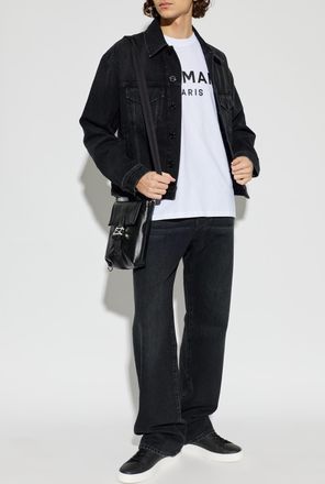 Balmain T-shirt With Printed Logo, Mens, White