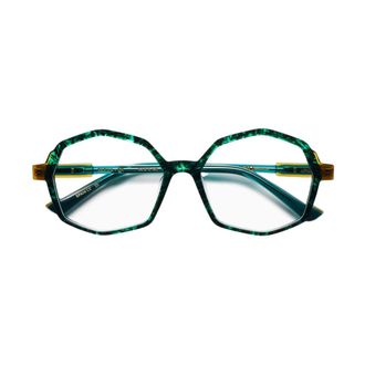 Etnia Barcelona Parma Marbled Green Octagonal Frame Eyeglasses with Translucent Temples
