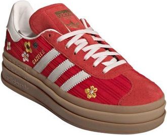 adidas Gazelle Bold Platform Sneaker in Scarlet/Off White/Yellow at Nordstrom, Size 10.5