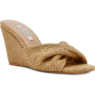 Steve Madden Laelia Wedge Slide Sandal in Natural Raffia at Nordstrom, Size 9.5