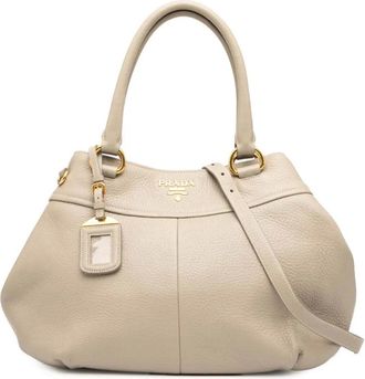 Prada 2000-2025 Vitello Daino Open Convertible Tote satchel - Brown