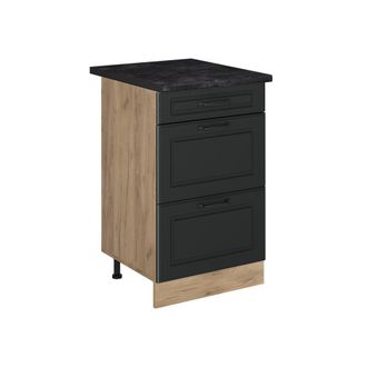 Vicco Mueble Bajo De Cocina R-line, Antracita Casa De Campo/roble Dorado, 50 Cm Encimera Antracita, Vicco