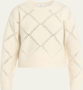 Vince Textured Argyle Italian Wool Sweater