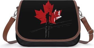 Generic Canadian Flag Lineman Small Womens Crossbody Bags Shoulder Handbag with Adjustable Strap for Travel