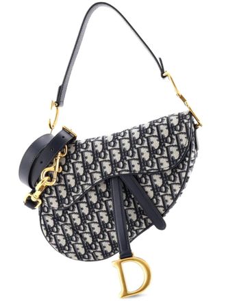 Dior Saddle Handbag with Strap Oblique Canvas Medium shoulder bag - Blue