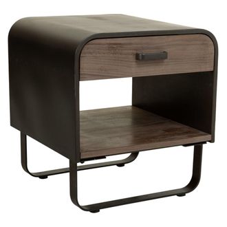 Wanderlust Deco Mesita de madera y metal negro 50x52x56h cm