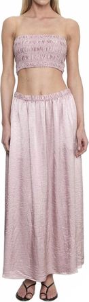 Enza Costa Textured Satin Smocked Top In Rose Blush