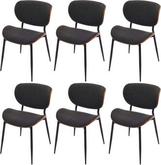 Hhg Hhg - Nunca Usado] Juego De 6 Sillas De Comedor 236, Tejido De Madera Curvada (370 G/m&sup2;) Certificado Oeko-tex Mvg, Aspecto Nogal, Gris Oscuro