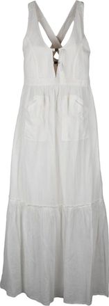 Pinko White Lester Gauzed Long Dress