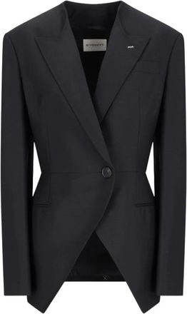 Givenchy Geknoopte Double-Breasted Jas - Dames - Blazers - Zwart - M - Wol - Jassen