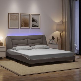 vidaXL Con Led Sin Colch&oacute;n Tela Gris Taupe 180x200 Cm Vidaxl