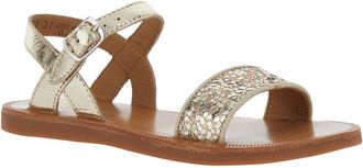 Pom dApi Girls Sandals Plagette Buckle Metallic Leather
