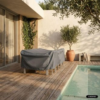Sweeek Funda protectora para las mesas de jard&iacute;n, gris oscuro