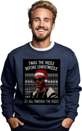Generic PrintBar The Nizzle Before Chrismizzle Snoop Funny & Festive Unisex Snoop Sweatshirt - Perfect For Spreading Santa Vibes. Navy