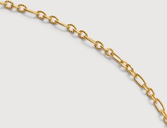 Monica Vinader Gold Textured Link Chain Necklace 22