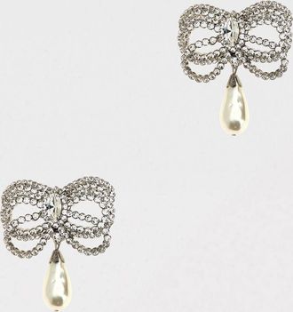Alessandra Rich Orecchini Double Bow Alessandra Rich in ottone con strass incastonati