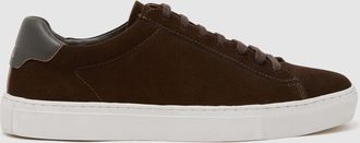 Reiss Chocolate Brown Finley Leather Low-top Trainers, X15