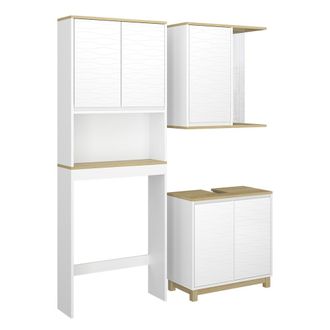 Vicco Conjunto De Muebles De Ba&ntilde;o Livia, Blanco/roble, 3 Partes