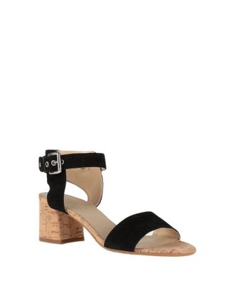 The Flexx Womens Nubuck & Cork Block Heel Sandal In Black