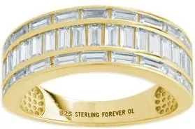 Sterling Forever Kate Three Row Cubic Zirconia Baguette Ring in Gold at Nordstrom, Size 7