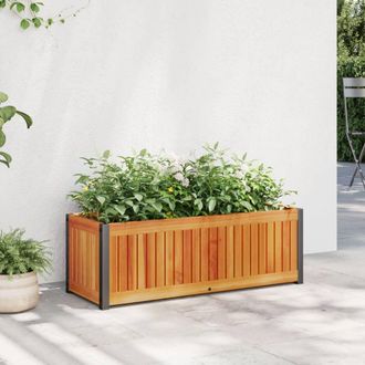 vidaXL Vidaxl - Jardinera De Madera Maciza De Acacia Y Acero 80x30x27,5 Cm
