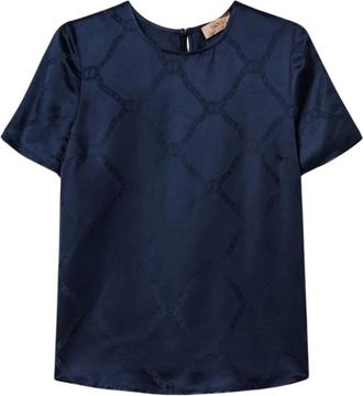 Twinset Lyocell Kettingprint Blouse - Dames - Blouses - Blauw - L - Overhemden