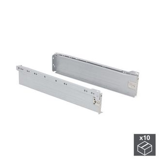 Emuca Lote De 10 Cajones De Cocina Ultrabox, Altura 86mm, Profundidad 350mm, Acero, Gris Metalizado