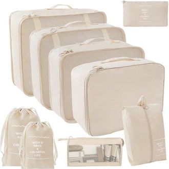 OEM Juego De 7 Organizadores De Equipaje Impermeables: Bolsas Para Ropa, Zapatos Y Almacenamiento Cubos De Viaje De Varios Tama&ntilde;os