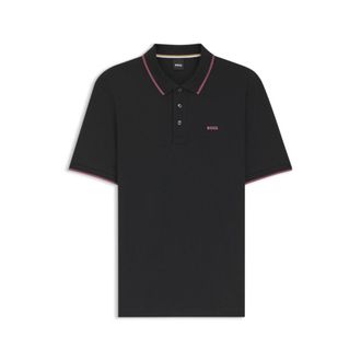 BOSS Cotton-piqu&eacute; polo shirt with contrast tipping