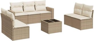 vidaXL Vidaxl - Juego De Sof&aacute;s De Jard&iacute;n Con Cojines Beige 8 Pzas Rat&aacute;n Pe