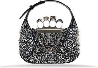 Alexander McQueen Studded Leren Schoudertas Magnetische Sluiting - Dames - Handtassen - Zwart - ONE Size - Leer - Tassen