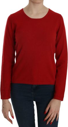 Mila Sch&ouml;n Cashmere Red Round Neck Pullover Top Womens Sweater