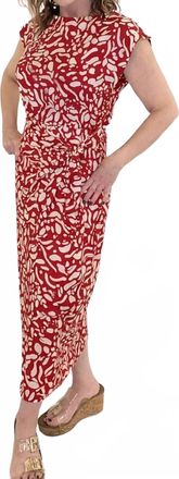 Maggy London Faux Wrap Dress In Red/cream