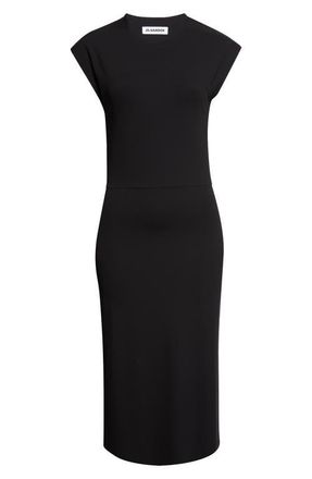 Jil Sander Back Slit Midi Dress in Black at Nordstrom, Size 10 Us