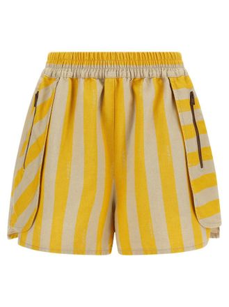 Fendi Yellow Pequin Striped Shorts