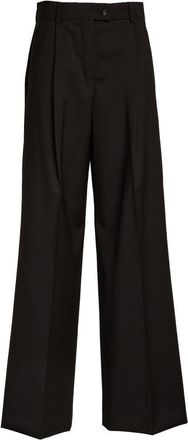 Sportmax Oversized Natural Stretch Wool Pants With Asymmetrical Closure