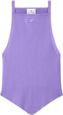 Courrèges Pointy rib-knit tank top - women - Viscose/Polyester - S - Purple
