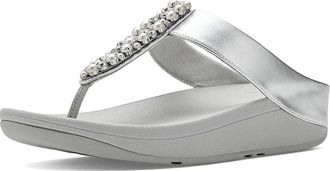 FitFlop Fino Pearls-and-crystal Toe-post Sandals Womens Wedge Shoes Silver : 10 M (B), Synthetic