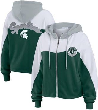 WEAR by Erin Andrews Womens WEAR by Erin Andrews Green Michigan State Spartans Color-Block Full-Zip Hoodie at Nordstrom, Size Small