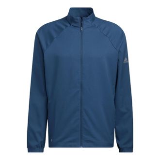 adidas Mens adidas Cr Nvlty Vstl J Solid Color Logo Zipper Stand Collar Jacket Navy Blue H56796