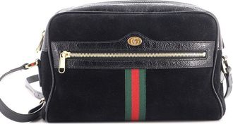 Gucci Black Suede Ophidia Shoulder Bag Small (Authentic Pre-Loved)
