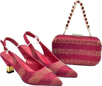 Generic Womens Elegant Italian Design Shoes and Bag Set Business Casual Party Office Work Suit Red