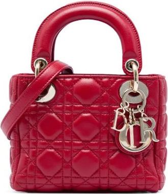 Dior Pre-owned Mini Lady - Dames - Vintage Mini Tas - Rood - ONE Size - Leer - Vintage