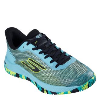 Skechers Mens Viper Court Pro 2.0 Pickleball-Shoes, Aqua Syntehtic/Textile/Multi Trim, 10 UK