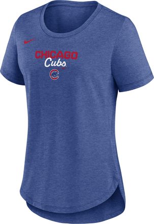 Nike Chicago Cubs Arched Team Name Nike Womens MLB T-Shirt in Blue | NKMVEX49EJ-SVQ