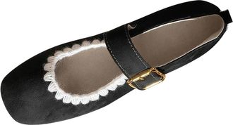 Generic Womens Mary Jane Shoes Wide Fit Casual Pumps Solid Color Stylish Comfortable Foldable Lightweight Breathable Ballet Flats Outdoor Leisure Black