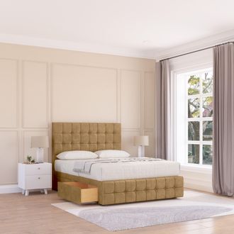 Sloomy Berlin Divan Bed Base 2 Drawers 12 Footboard & 54 Floor Standing Headboard in Bronze | Size: Double