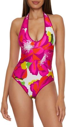Trina Turk Bloom Reversible One-Piece Swimsuit in Pink Multi at Nordstrom, Size 10