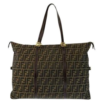 Fendi Bolso de hombro tote Pre-owned Zucca Canvas Leather - Pre-owned - Mujer - Marr&oacute;n - ONE SIZE